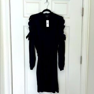 NWT Ann Taylor Ruffled Bare Shoulder Black Belted Dress. 🖤